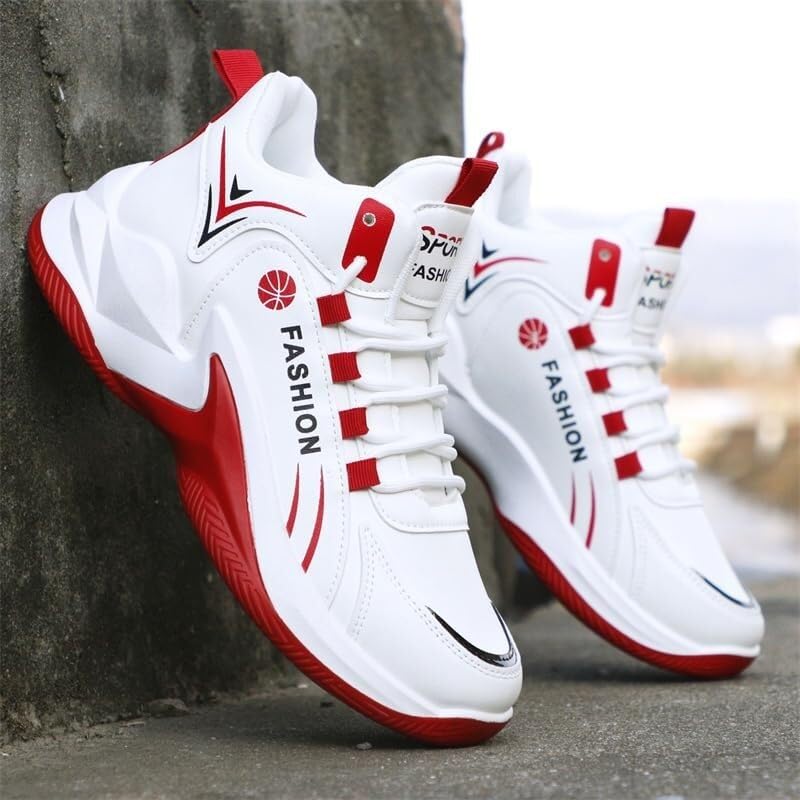Męskie wysokie buty do koszykówki są oddychające, antypoślizgowe, odporne na zużycie i amortyzujące, idealne do uprawiania sportów na świeżym powietrzu(Red,43 EU)