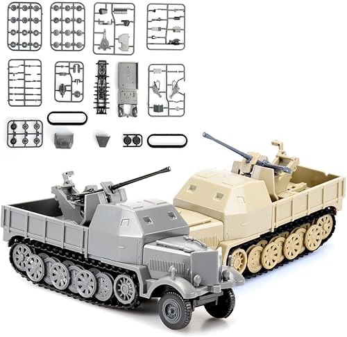 ViiKONDO Vehículo militar ejército hombres juguete fácil modelo kit 172 escala 172 alemán 1.5 in FLAK37 camión blindado montaje rápido diorama