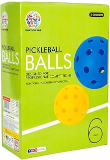 RATNA'S Pickle Ball Pack of 6 Pcs, Tournament Pickleball for Active Bounce, Rotationally Molded Design, Durable Performanc... Price In India