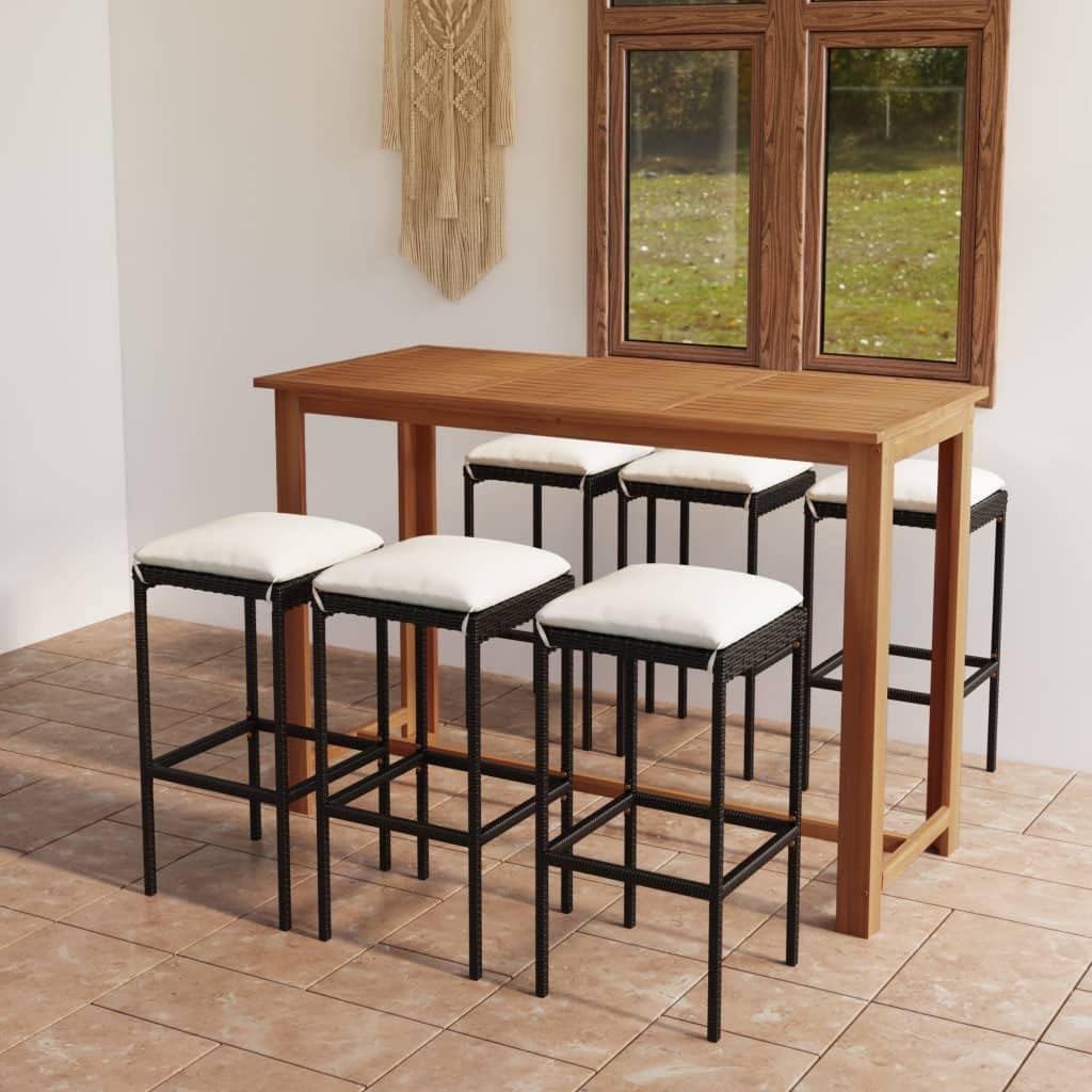 YAFF 7 Piece Patio Bar Set with Cushions Black (106.04lbs)