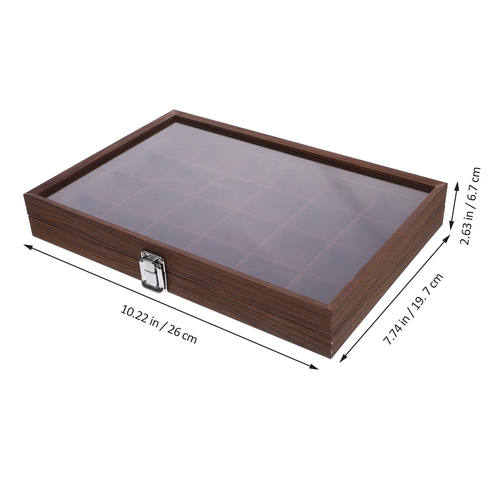 Boîte à Thé Compartimentée Boîte de Rangement Sachets de Thé 10,24x7,68x2,36 Pouces Bois et Verre Couvercle Transparent Décoration Intérieure en Déplacement