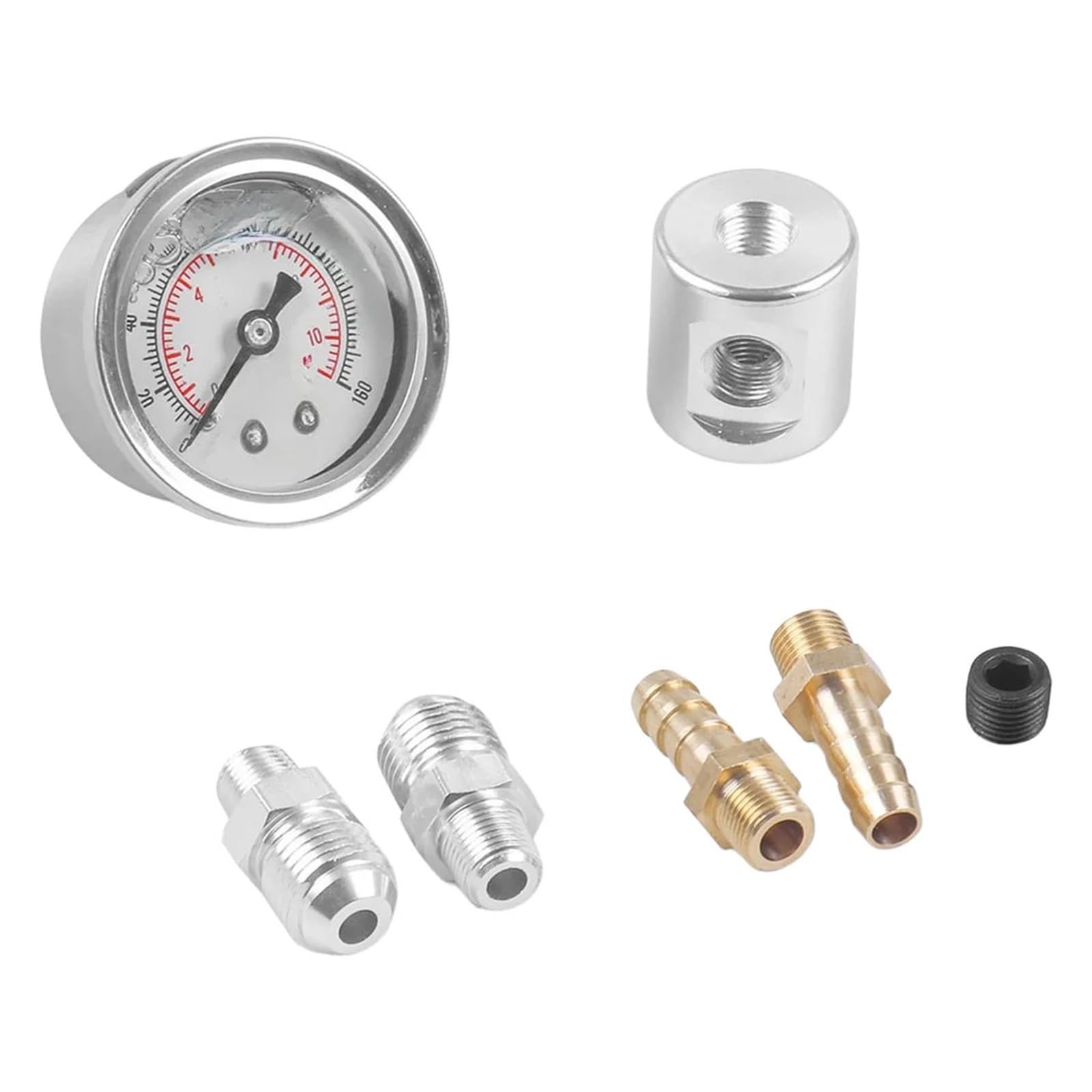 Manómetro digital, Kit de medidor presión combustible en línea metal con 1 conector 8NPT, manguera 9 mm y conexión AN6 compatible(A)