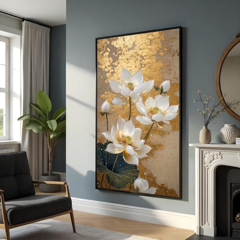 Fleurs de lotus art mural pour un salon zen et élégant