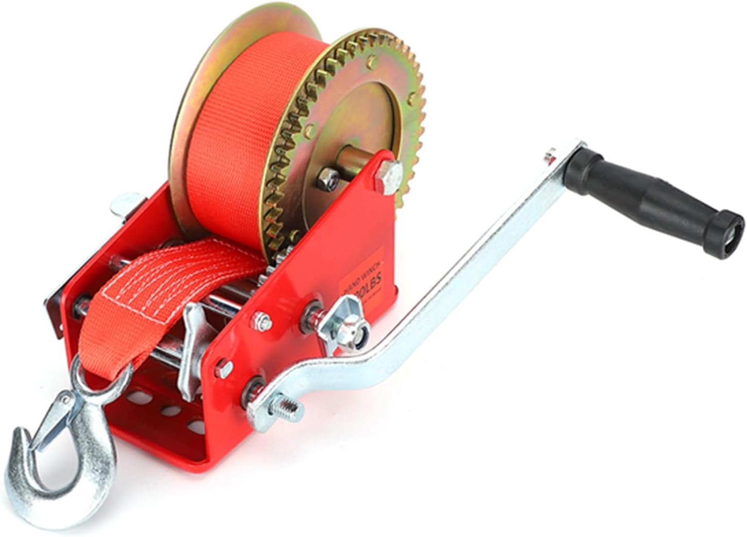 Hand Winch, Manual Trailer Winch Boat Winch 3500 LBS with 32.8FT Strap for ATV Marine Trailer Towing Load Pulling (Red)