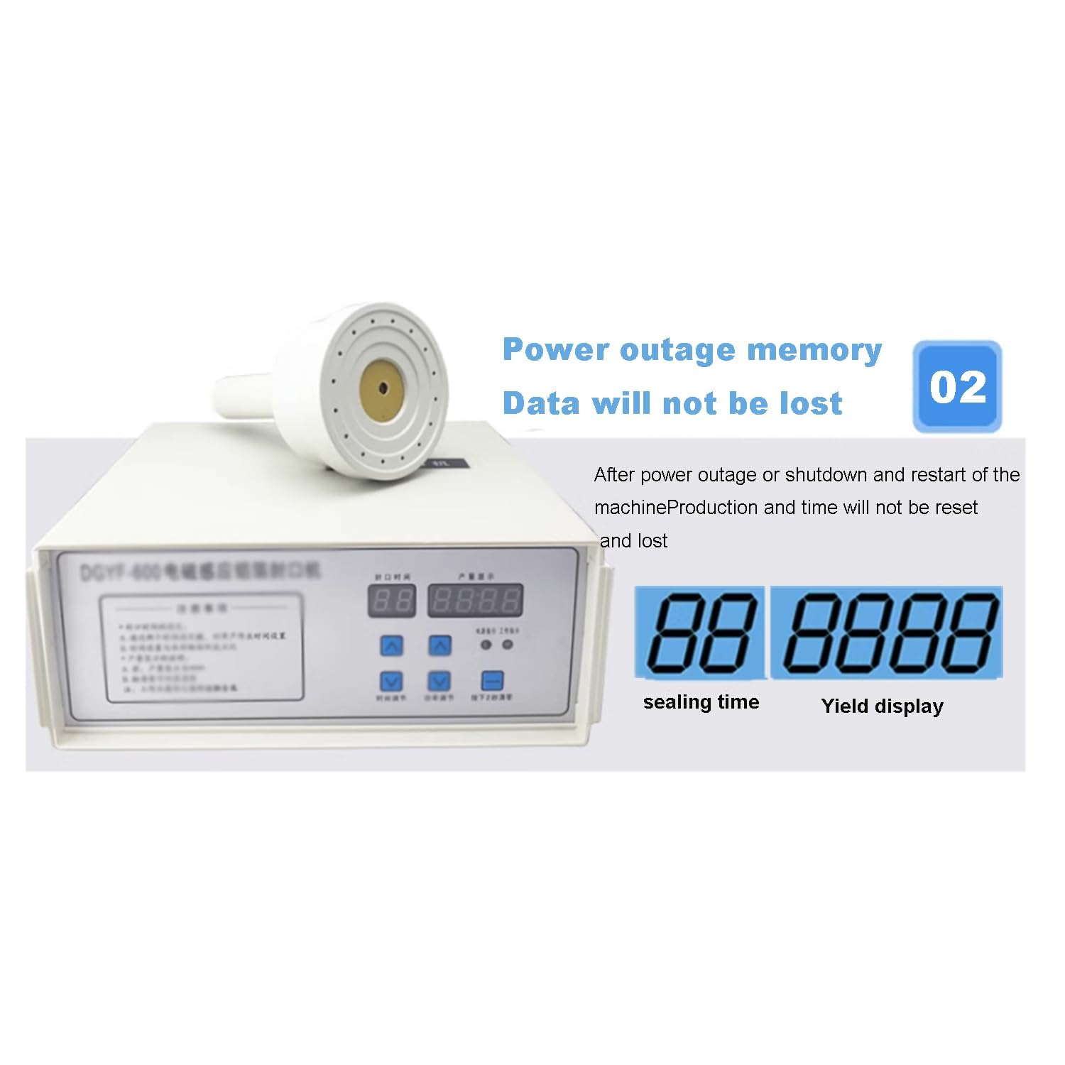 Machine De Scellage Par Induction électromagnétique 20-130 Mm, Scelleuse Sous Vide électrique, En Papier D'aluminium Avec Mémoire De Mise Hors Tension Et Protection Contre La Surchauffe