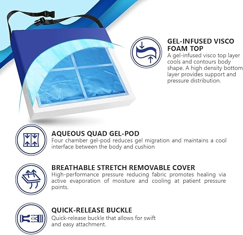 Miniatura 8 de NYOrtho Cojín para silla de ruedas con funda de asiento resistente al agua parte inferior antideslizante cojín de espuma de densidad semifirme para