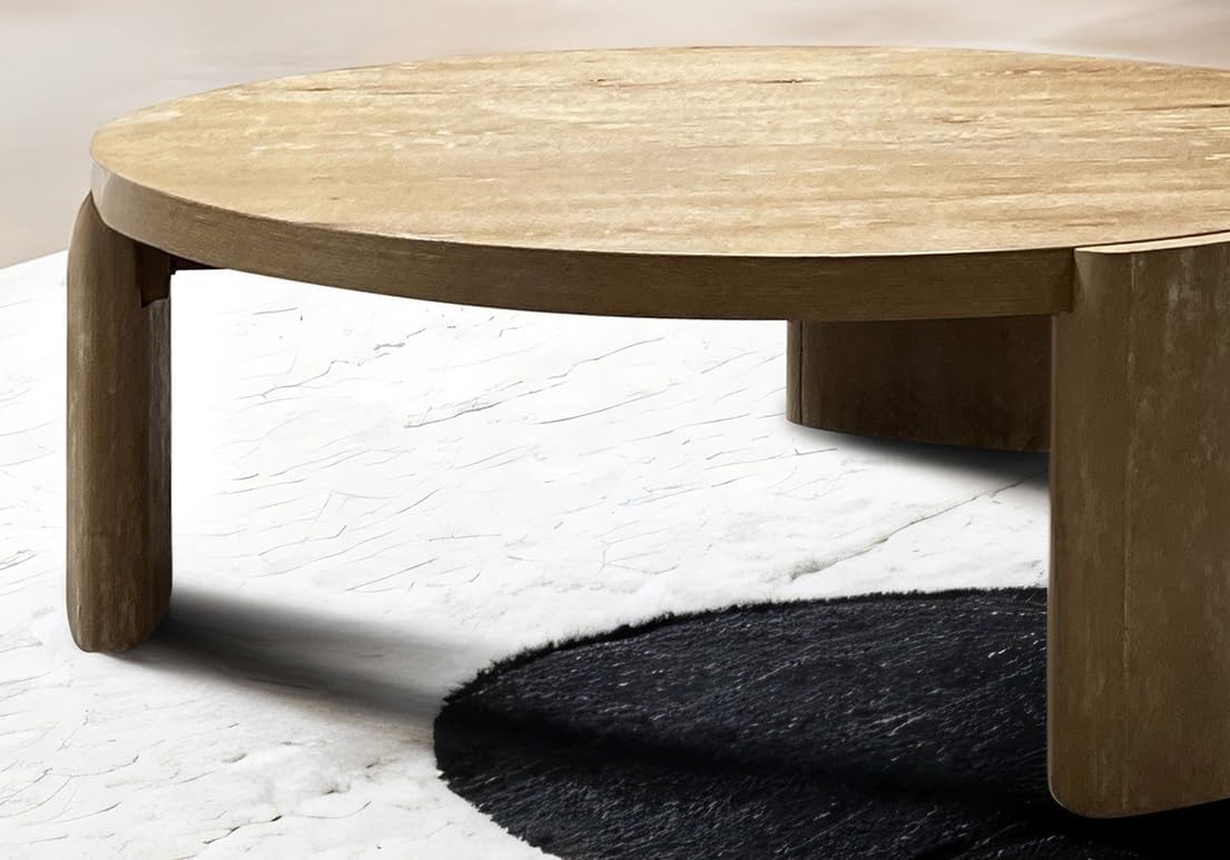 1pc Round Coffee Table Panel Base Rubberwood Oak