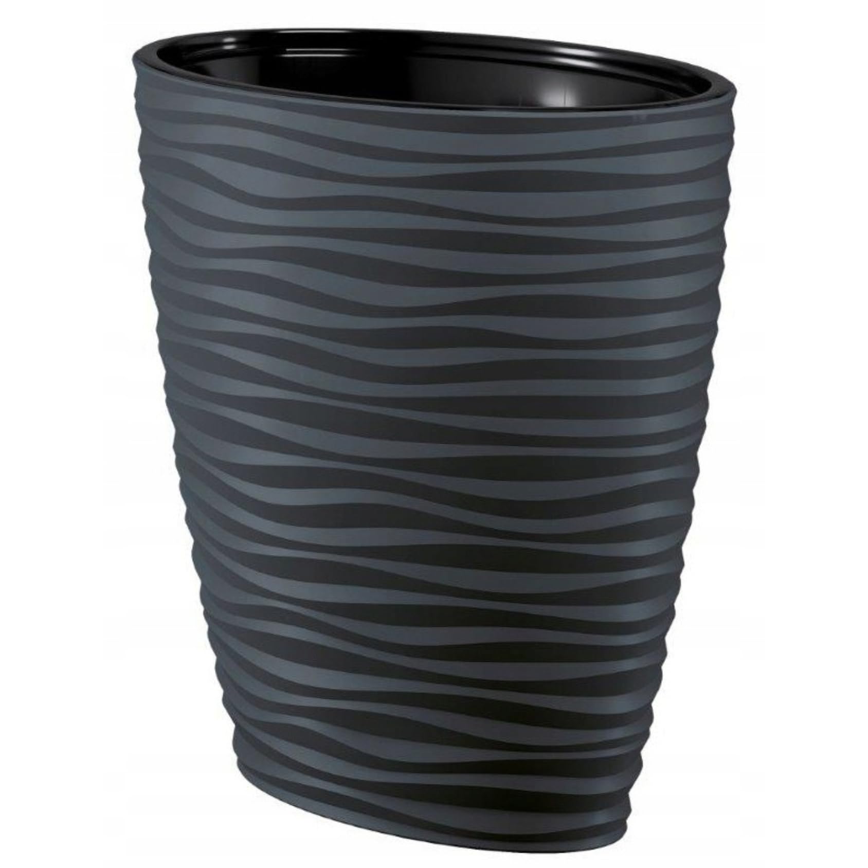 B2C Large Tall Plant Pot Oval Ellipse Dunes Flower Indoor Garden Patio Planter (60cm (Plastic), Anthracite)