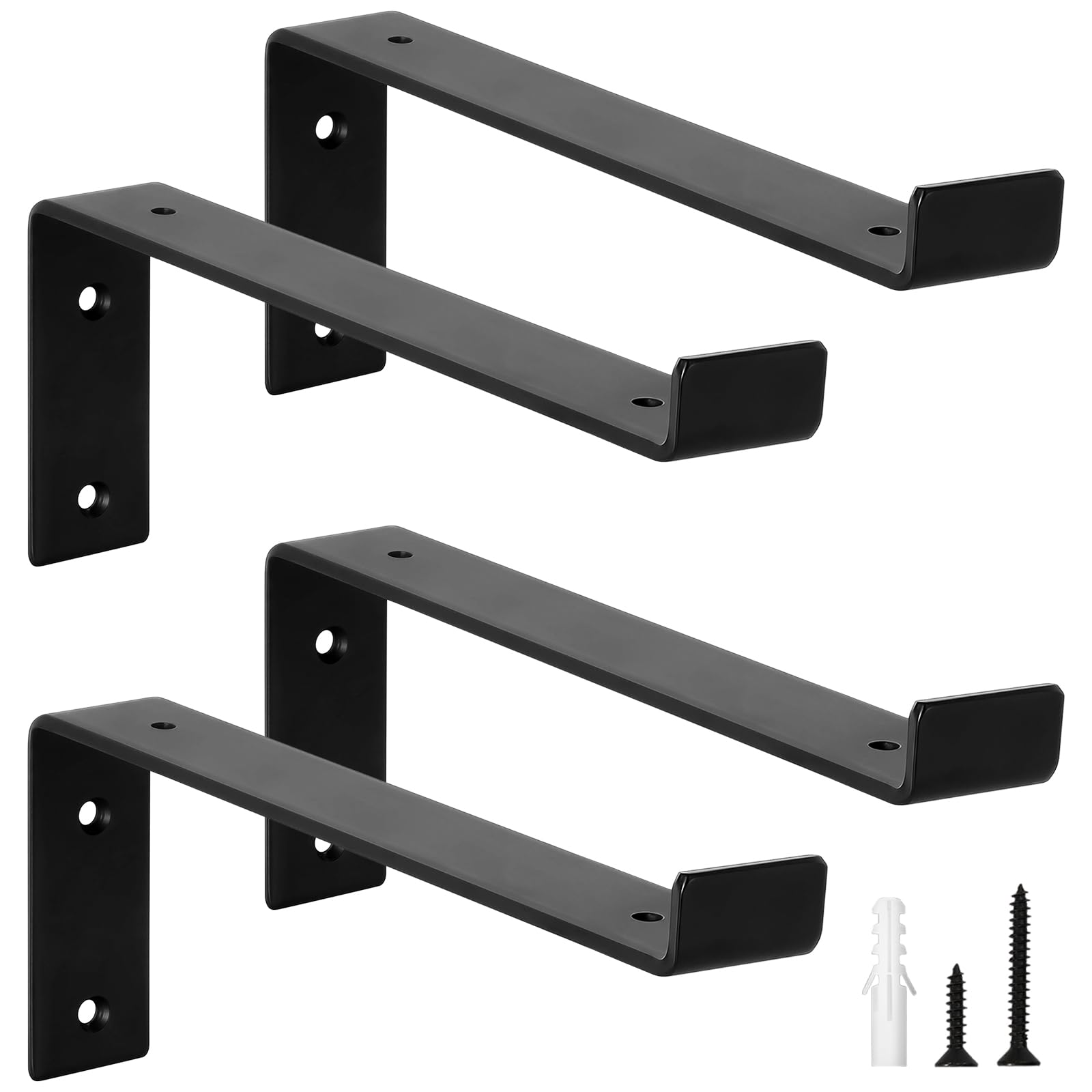 scicent 4 Pack Shelf Brackets Heavy Duty with Lips, 50KG Capacity, 5mm Thick Wall Brackets for Shelves,Industrial Shelf Bracket (Black 10 Inch) โ image 1
