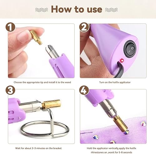 Miniatura 10 de Hotfix - Kit de herramientas de aplicación de diamantes de imitación con 7 puntas de diferentes capas, kit de varita fija en caliente para (rosa)