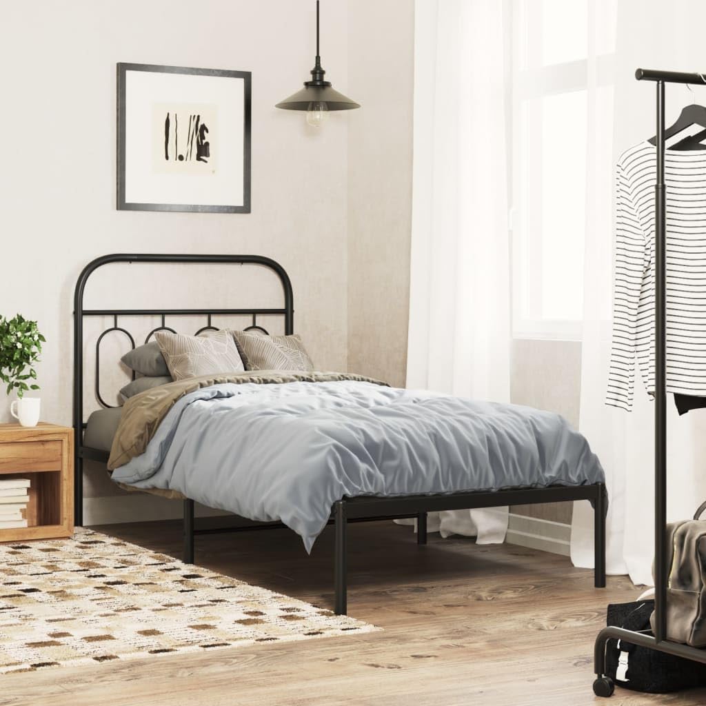 Testiera in metallo nero, 80 cm, robusto telaio in acciaio, design elegante, supporto stabile per camera da letto, cuffie durevoli, facile da montare