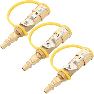 YaeTool 3 Pack Natural Gas Quick Connect 1/4" RV Propane Quick Connect Adapter for Propane Hose, Propane or Natural Gas 1/4" Quick Connect or Disconnect Kit - Shutoff Valve & Full Flow Plug - Solid Brass