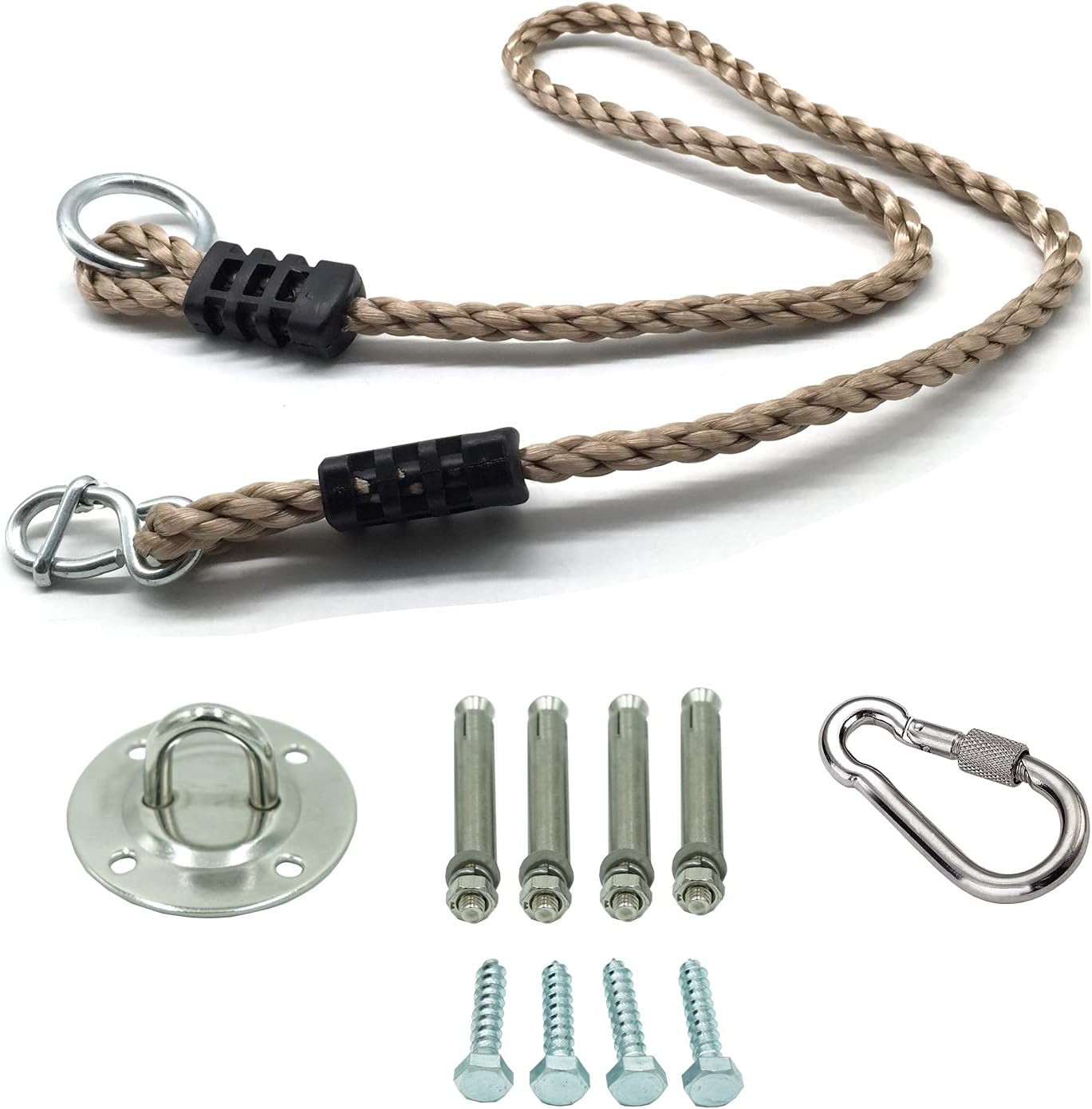 1 Set Adjustable Nylon Rope Tree Strap with Carabiner for Outdoor Hammock, Yoga