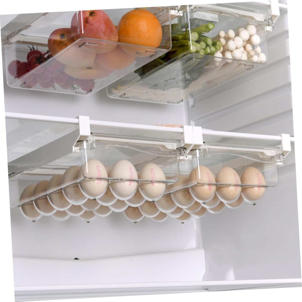 Egg Storage Drawer Organizer for Refrigerator Space-saving Container for Eggs Kitchen Fridge Organizer Prevents Breakage Easy to Clean and Use