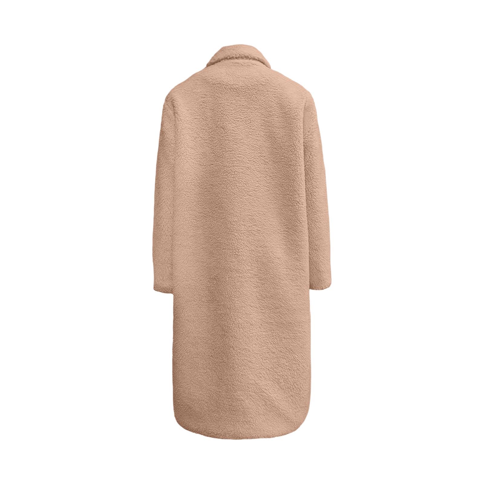 Teddymantel Damen Lang Wintermantel Teddy‑Fleece Mantel Warm