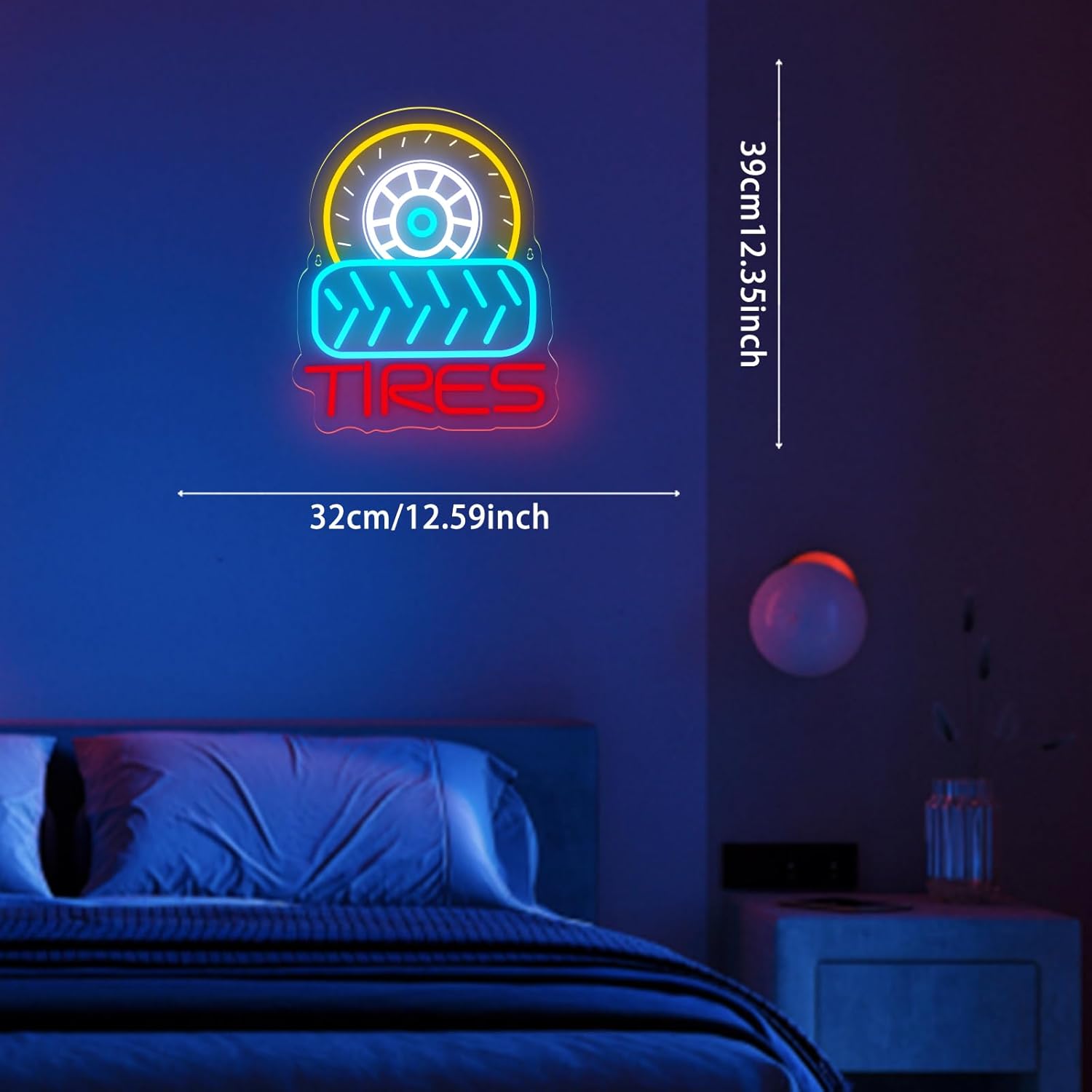 Neon Sign for Wall Decor Light Up Letters Business Led Sign Birthday Party Gifts Led Decorative Night Signs Room Decor for Tire Shop Billboard Signboard Display Grand Opening Gift (Tires)