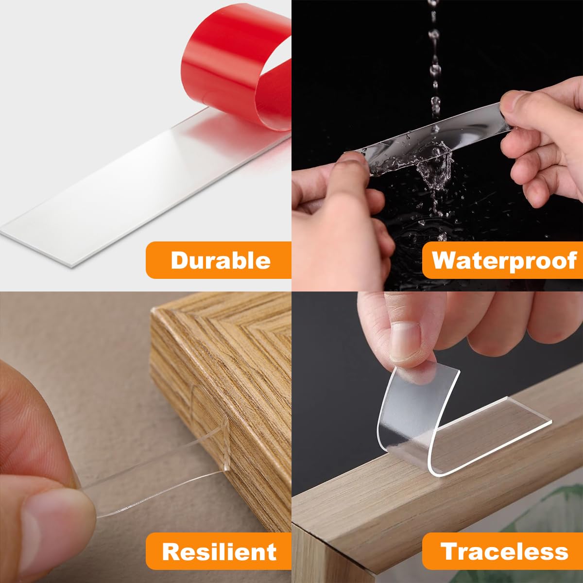 Nastro Biadesivo Extra Forte Trasparente - 2 Rotoli 5m X 5mm, Impermeabile, Senza Tracce - Foto 7