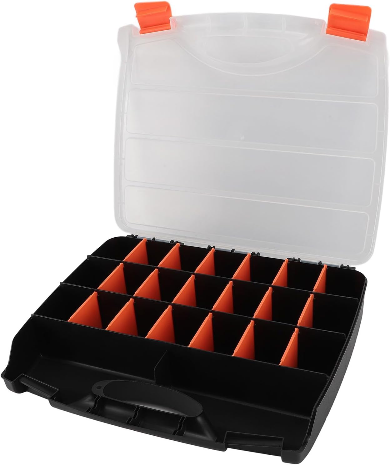 GLOGLOW Hardware Storage Box 21 Adjustable Compartments 2 Fixed Sections Tools Organizer Container Heavy Duty PVC with Transparent Cover Secure Latches for Small Parts Fasteners Screws