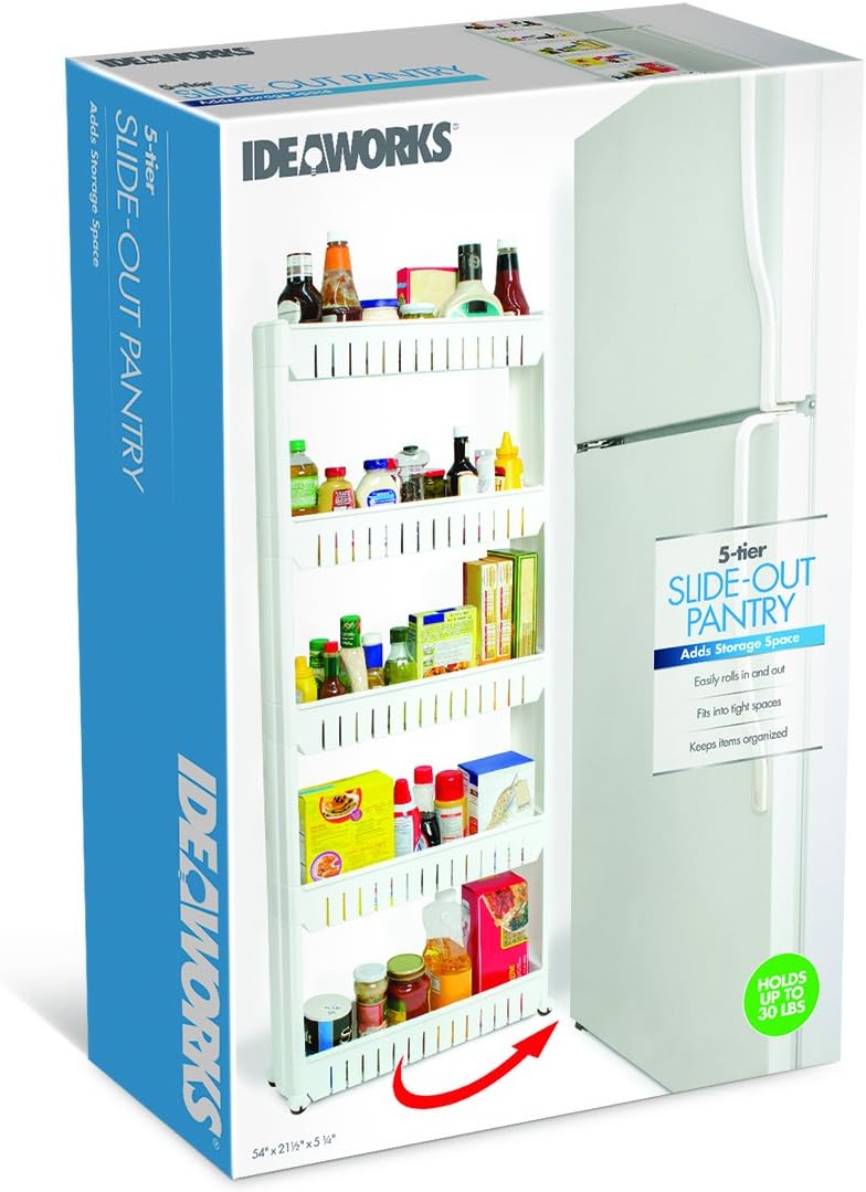 Handy Gourmet Mobile Shelving 5 Tier Slim Storage Tower for Kitchen, Bathroom