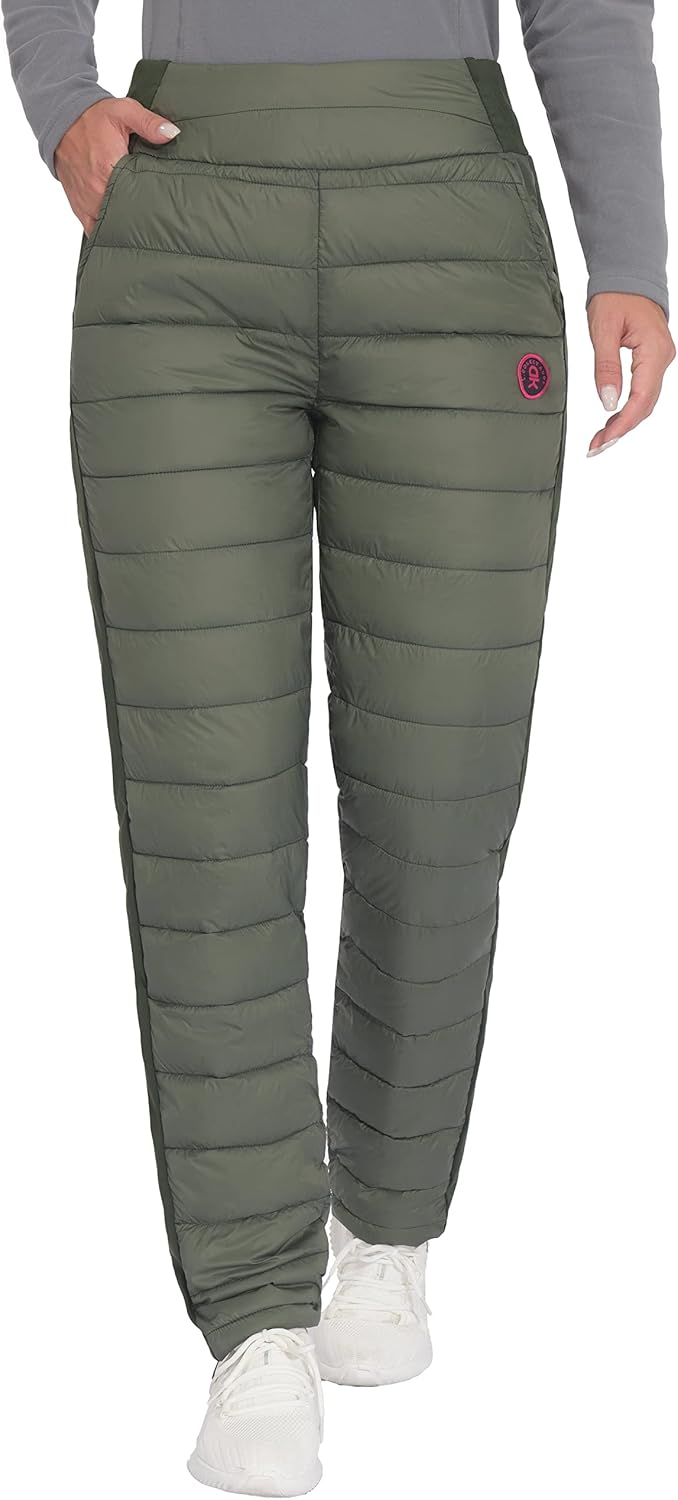 Little Donkey Andy Women's Puffer Pants Lightweight Warm Puffy Quilted Pants Winter Snow Ski Trousers