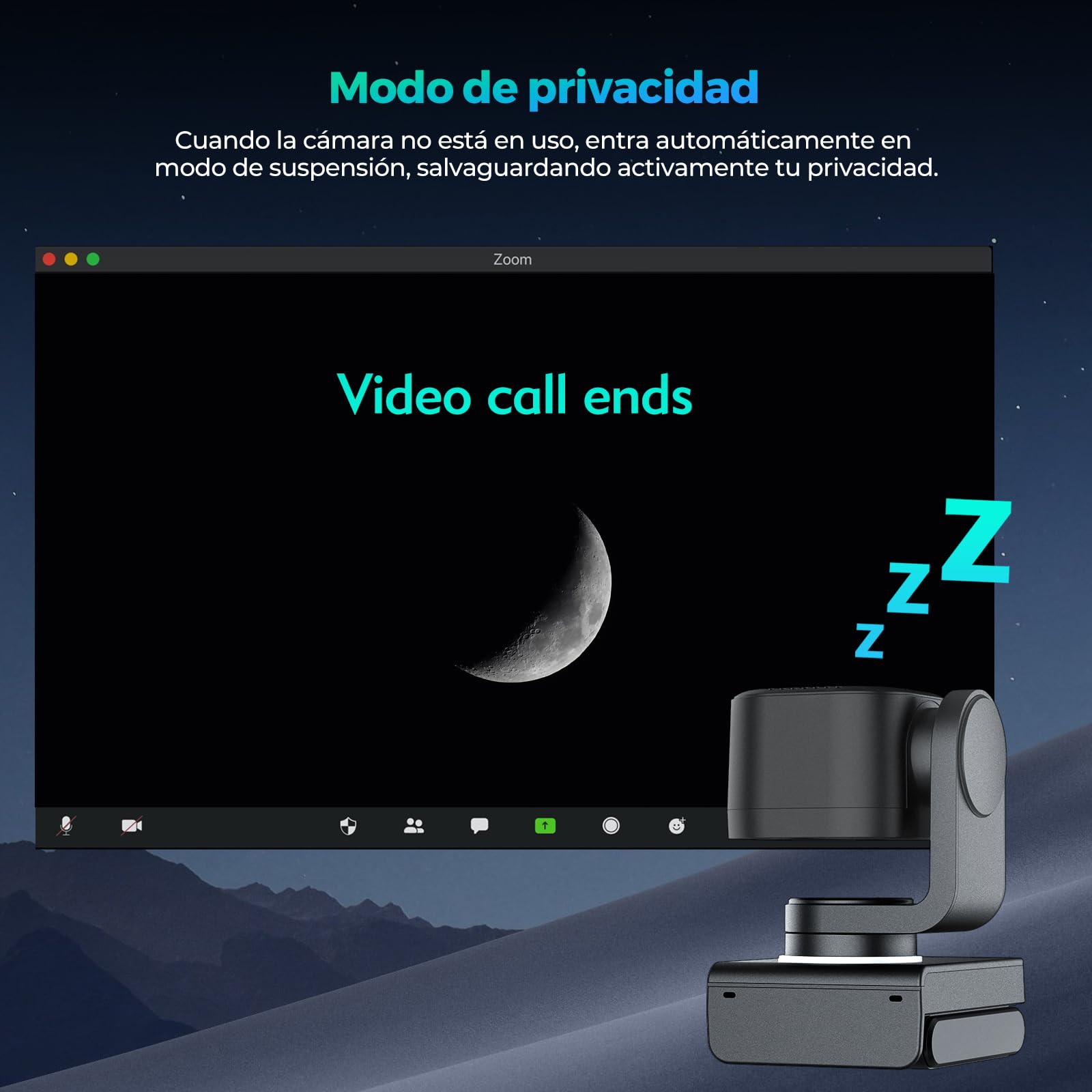 Angetube Webcam 4K con Control por Gestos y Seguimiento AI – Webcam PTZ USB 3.0 para Streaming con micrófonos duales y reducción de Ruido, Enfoque automático TOF, 1080P 60FPS, HDR, para PC/Laptop/Mac
