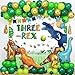 Sensfun Dinosaur Three-rex Birthday Backdrop for Boy Happy 3rd Birthday Photography Background Greenery Jungle 3 Years Old Party Decorations Supplies Banner Photo Studio Props 5x3ft