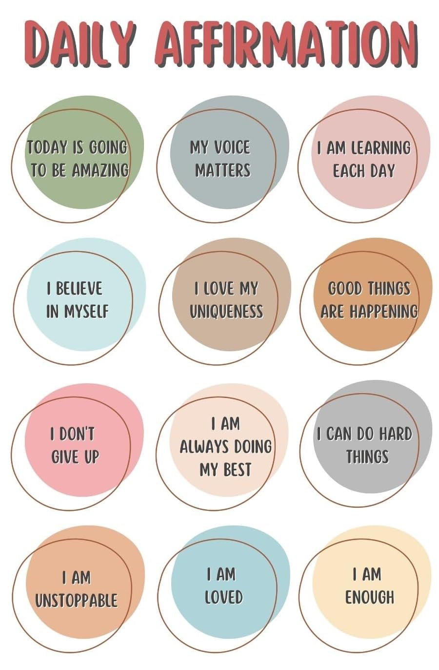 SSOPTMCB Affirmations for Students Inspirational Classroom Poster Boho Minimalist Mental Health Wall-Art Dorm Office Bedroom Decor(Framed,12x18inch(30x45cm))