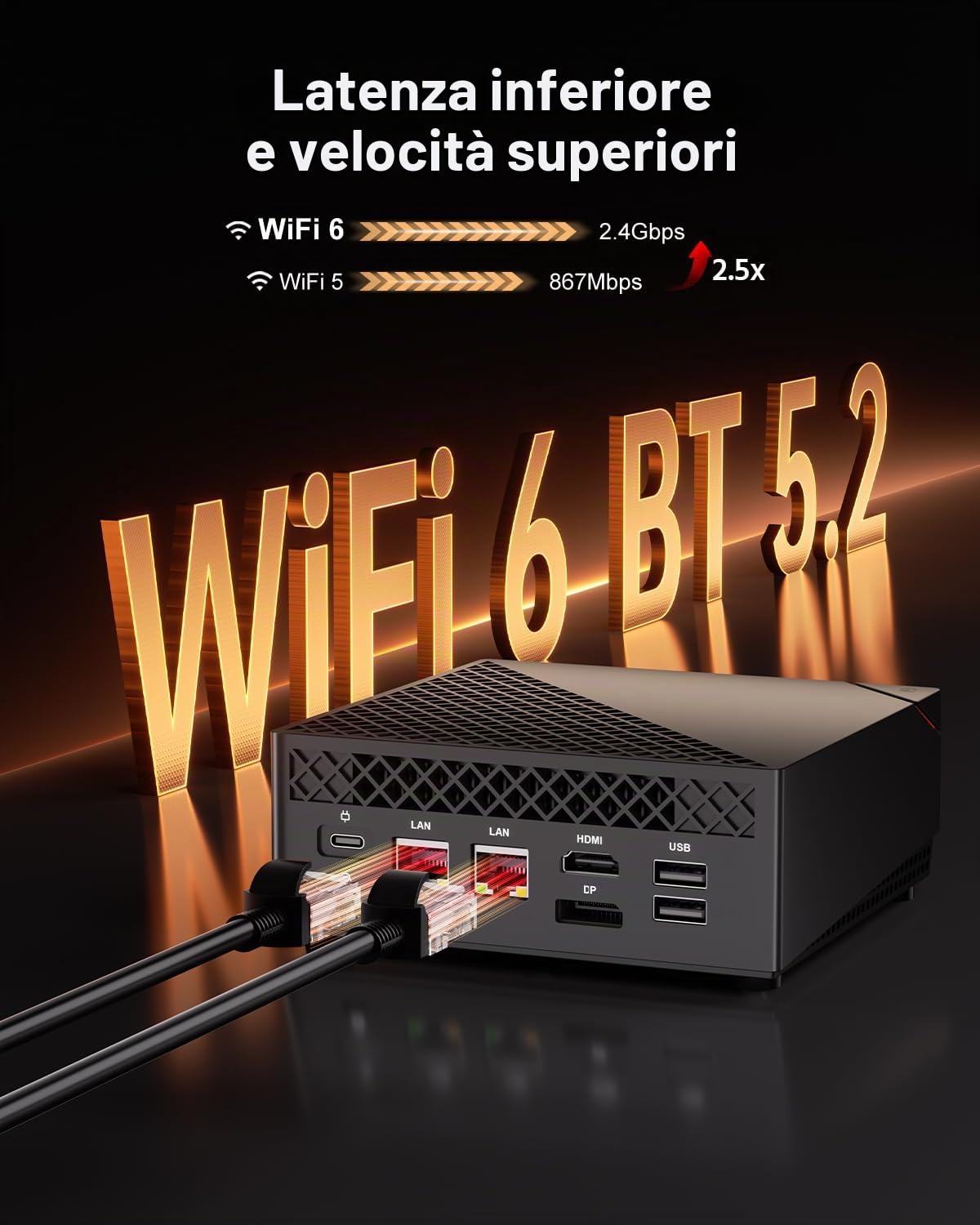 NiPoGi Mini PC Ryzen 7 5800U (Meglio di 5700U/5560U, 8C/16T, Fino a 4,4 GHz),16GB DDR4 512GB M.2 SSD Mini Computer WIFI 6/BT5.2/Dual LAN,4K@60Hz DP+HDMI+Type-C,AM06PRO Micro PC per Giochi/Ufficio