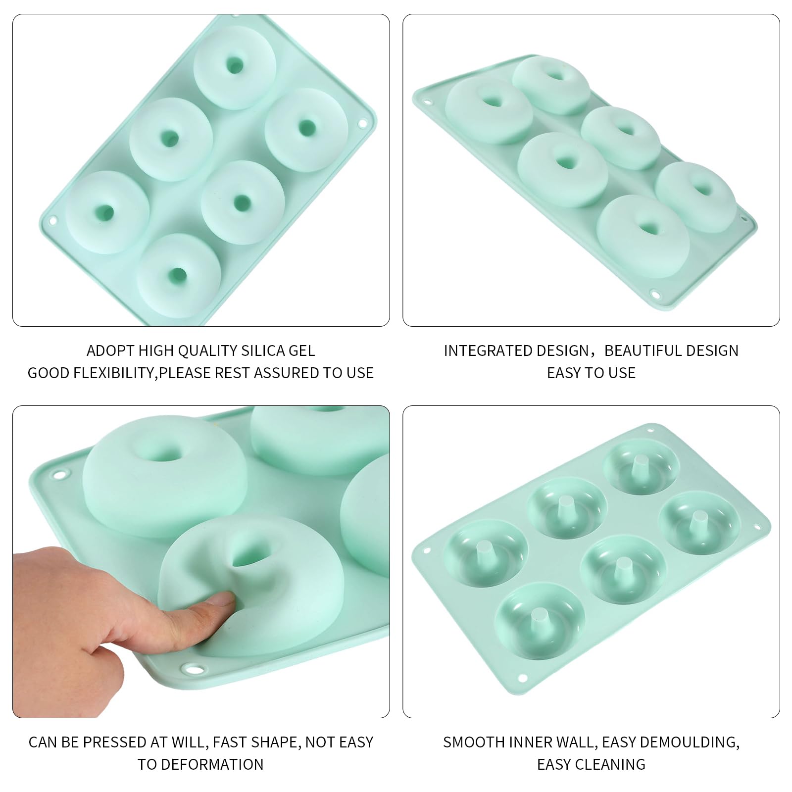 2 Stampi In Silicone Per Ciambelle - 6 Cavità Cadauno, Verde E Rosa, Per Forno, Microonde E Lavastoviglie - Foto 14