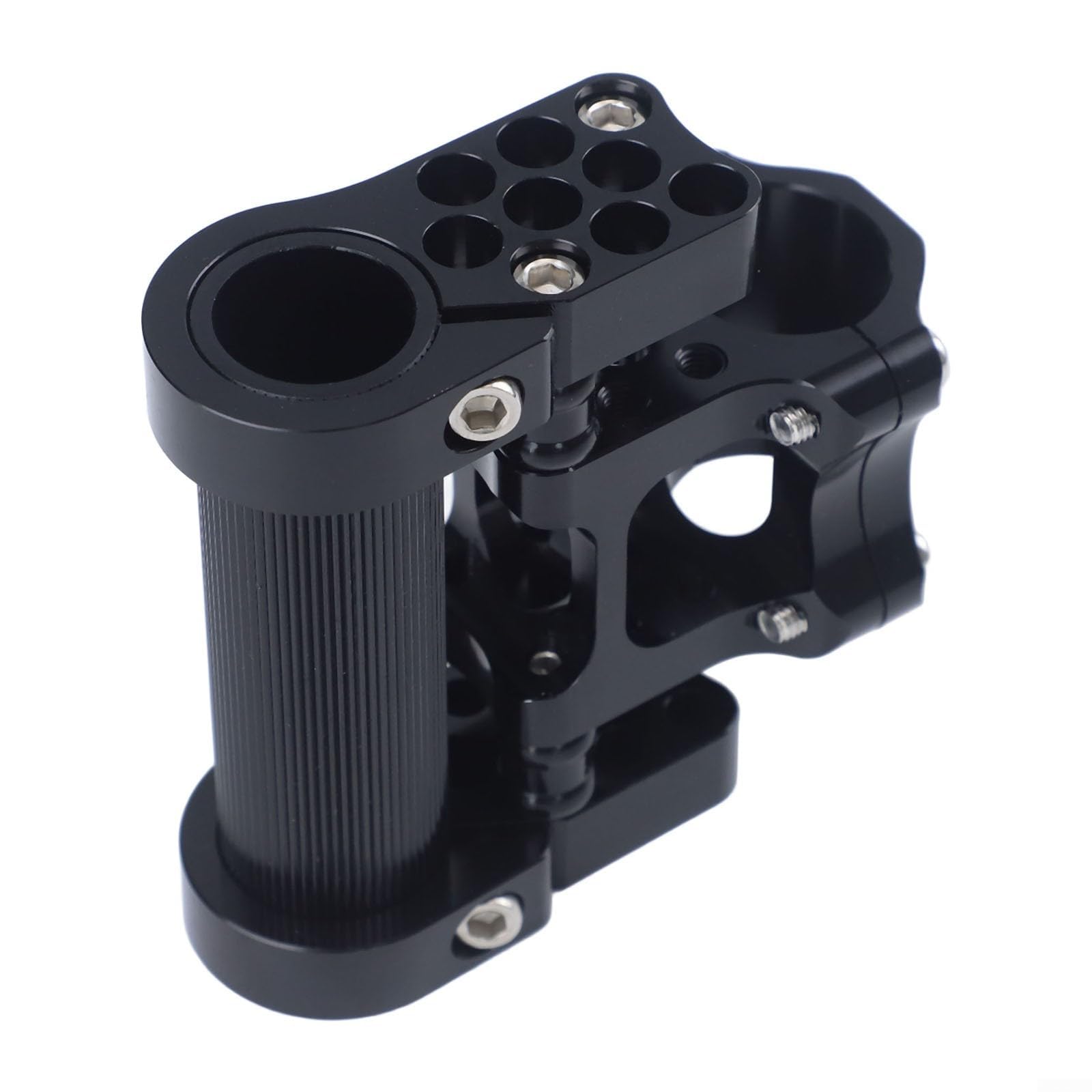 Attacco poroso pieghevole in lega di alluminio, doppio stelo regolabile per manubrio da 25,4 mm, design cavo ultraleggero, per pendolarismo e viaggi, colore nero