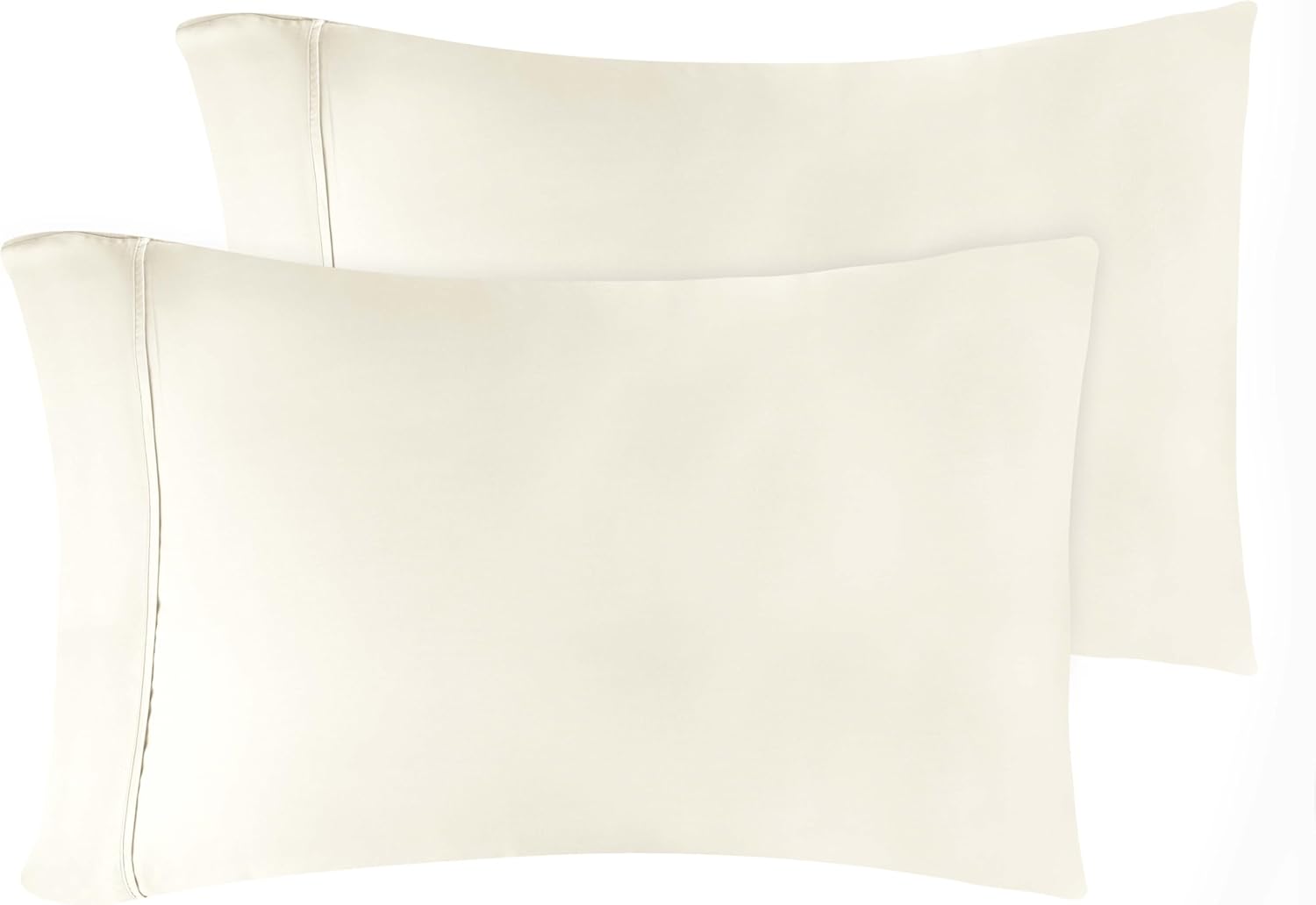 Superior Modal from Beechwood 400 Thread Pillowcase Set, Silky Soft Cool Bedding Essentials, Sateen Weave, Pillow Covers, Home, Hotel, Spa, Solid Modern Bedroom Pillowcases, Set of 2, King, Ivory