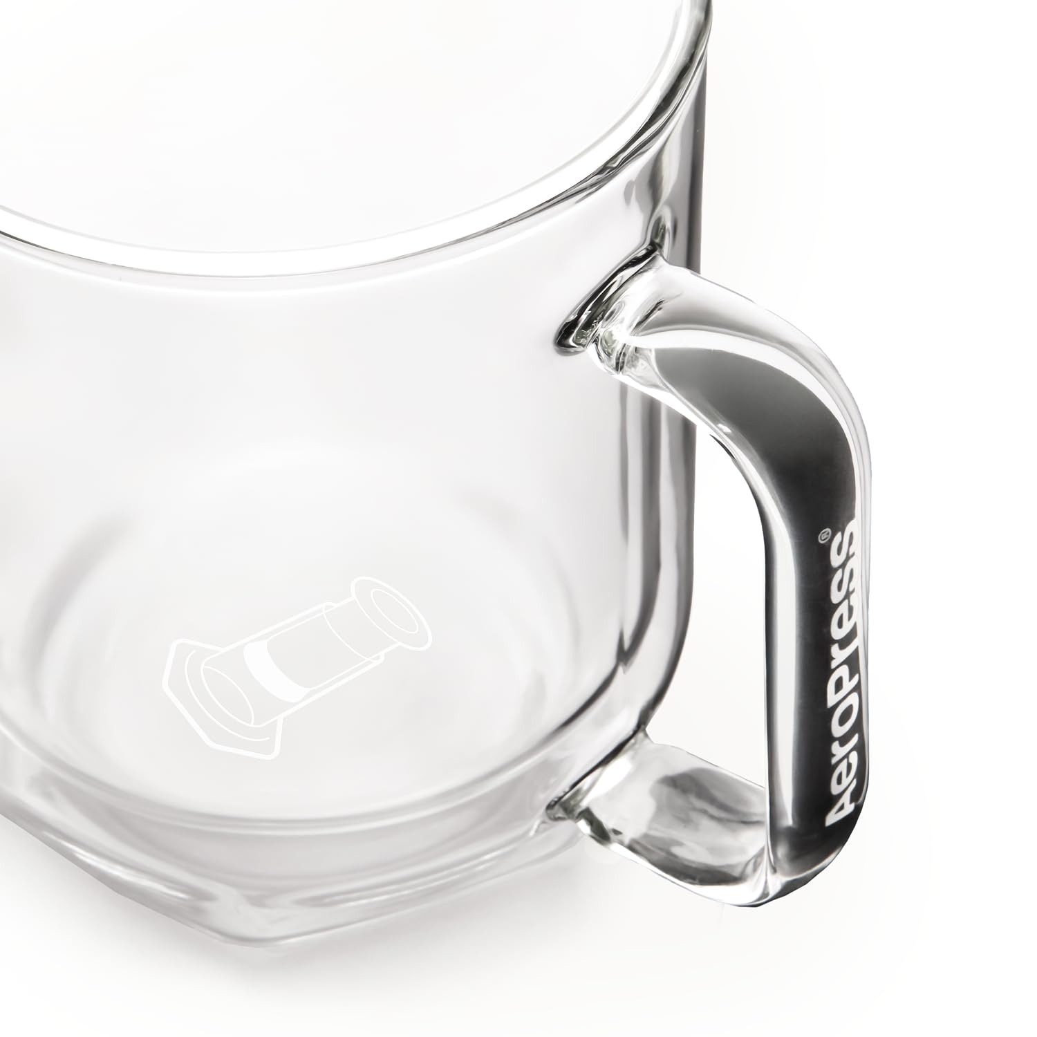 AeroPress Doppelwandige Kaffeetassen aus Borosilikatglas. Kristallklare Tassen mit Griffen, breiter Basis, extra dickem Glas – entwickelt für Standard Kaffeebereiter – 350 ml, 2er-Set