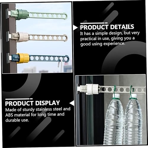 Miniatura 2 de Zerodeko Perchero giratorio de acero inoxidable, 3 piezas, perchero de secado de ropa, ganchos de secado de ropa, colgador de almacenamiento de ropa