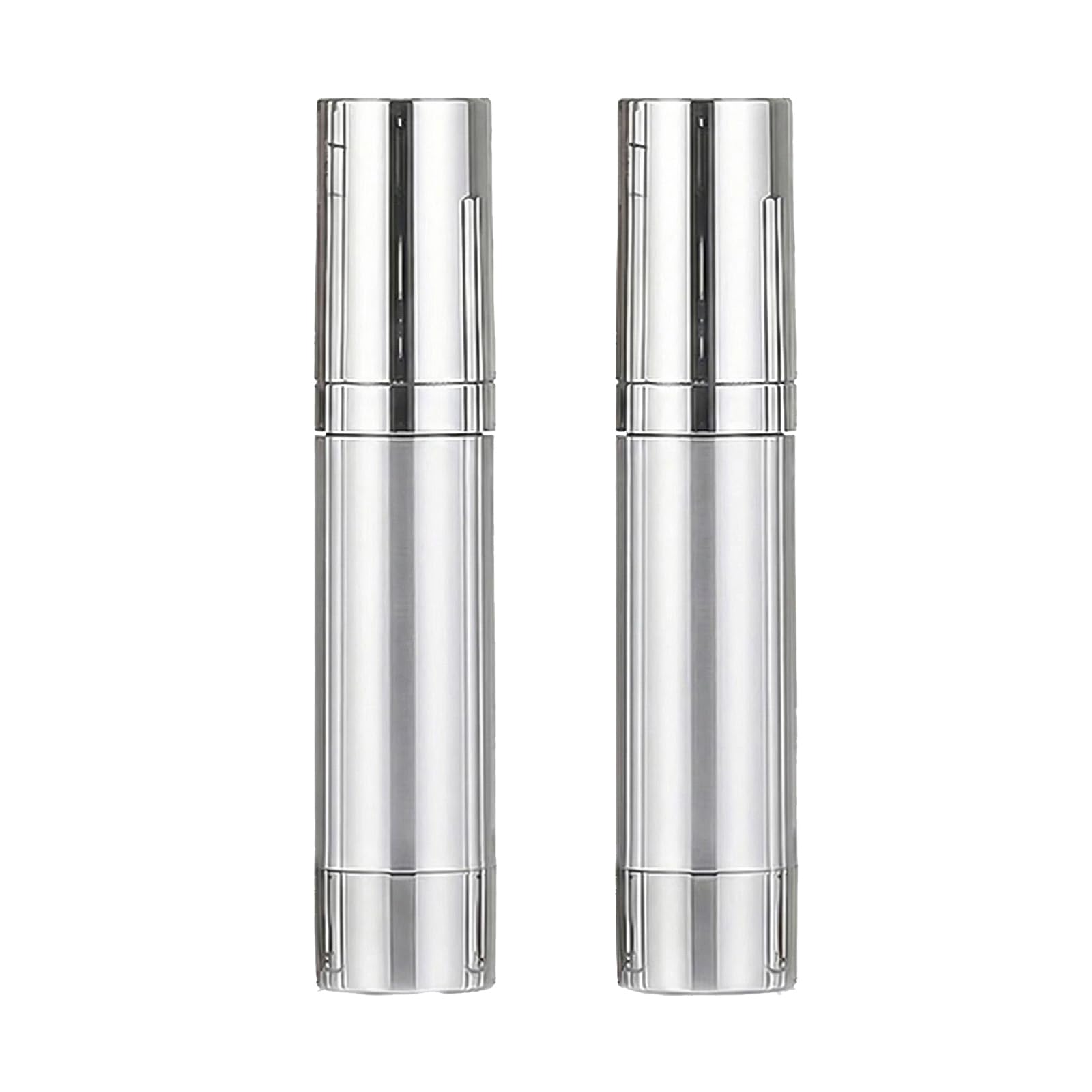 Flacon vide rechargeable 50 ml argenté pour lotion cosmétique en lot de 2