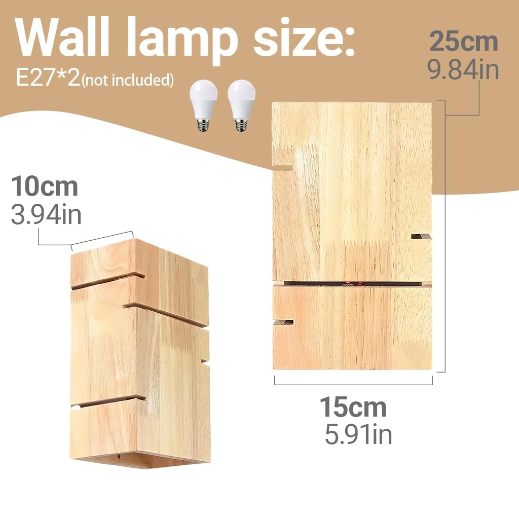 Moderna Lampada Da Parete Creativa Nordica E27 Scatola Quadrata Di Legno Semplice E Squisita Luce Da Camera Da Letto E Corridoio