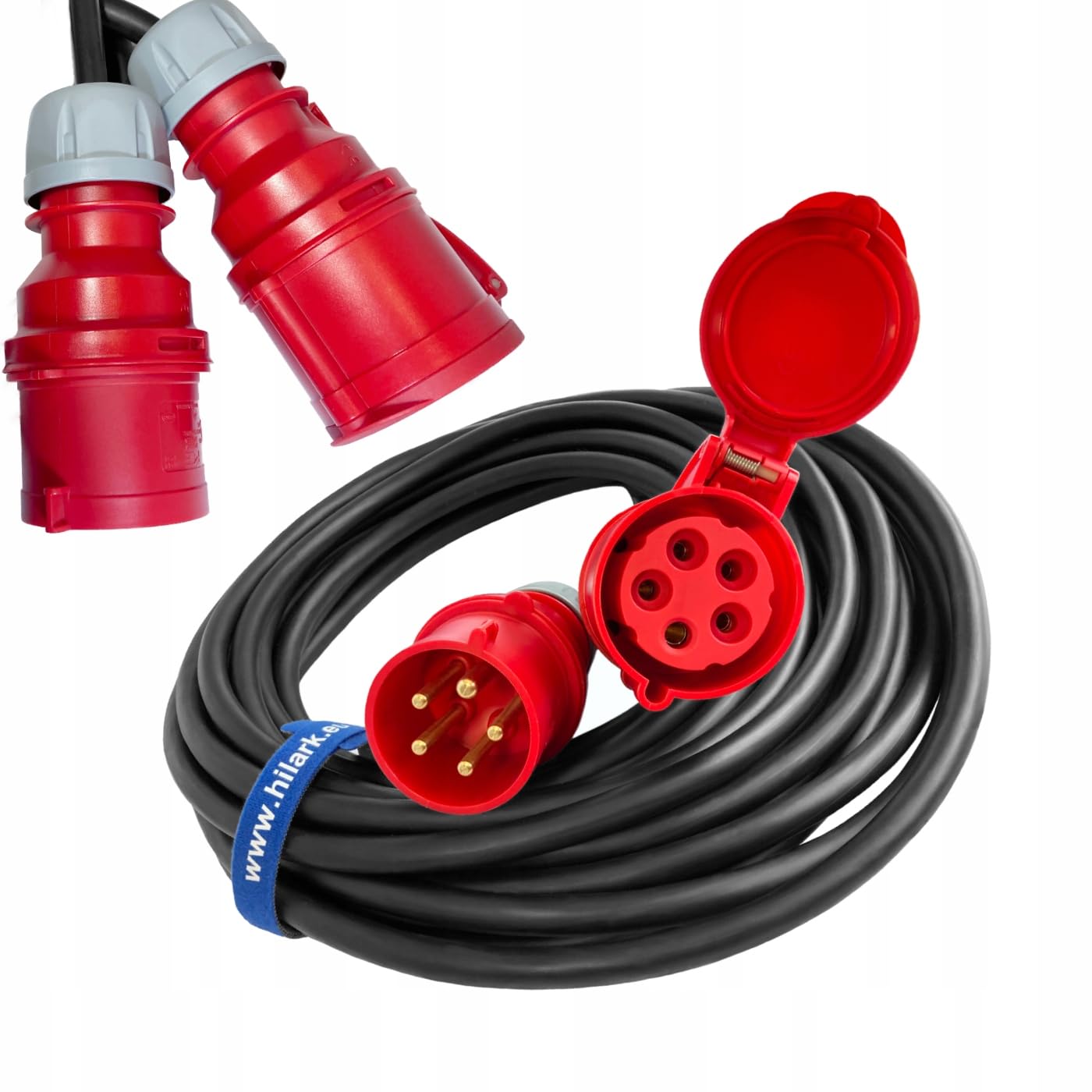 Hilark Cable Tech Rallonge triphasée CEE en Caoutchouc H07RN-F 5x6 15m 32A fiche Prise