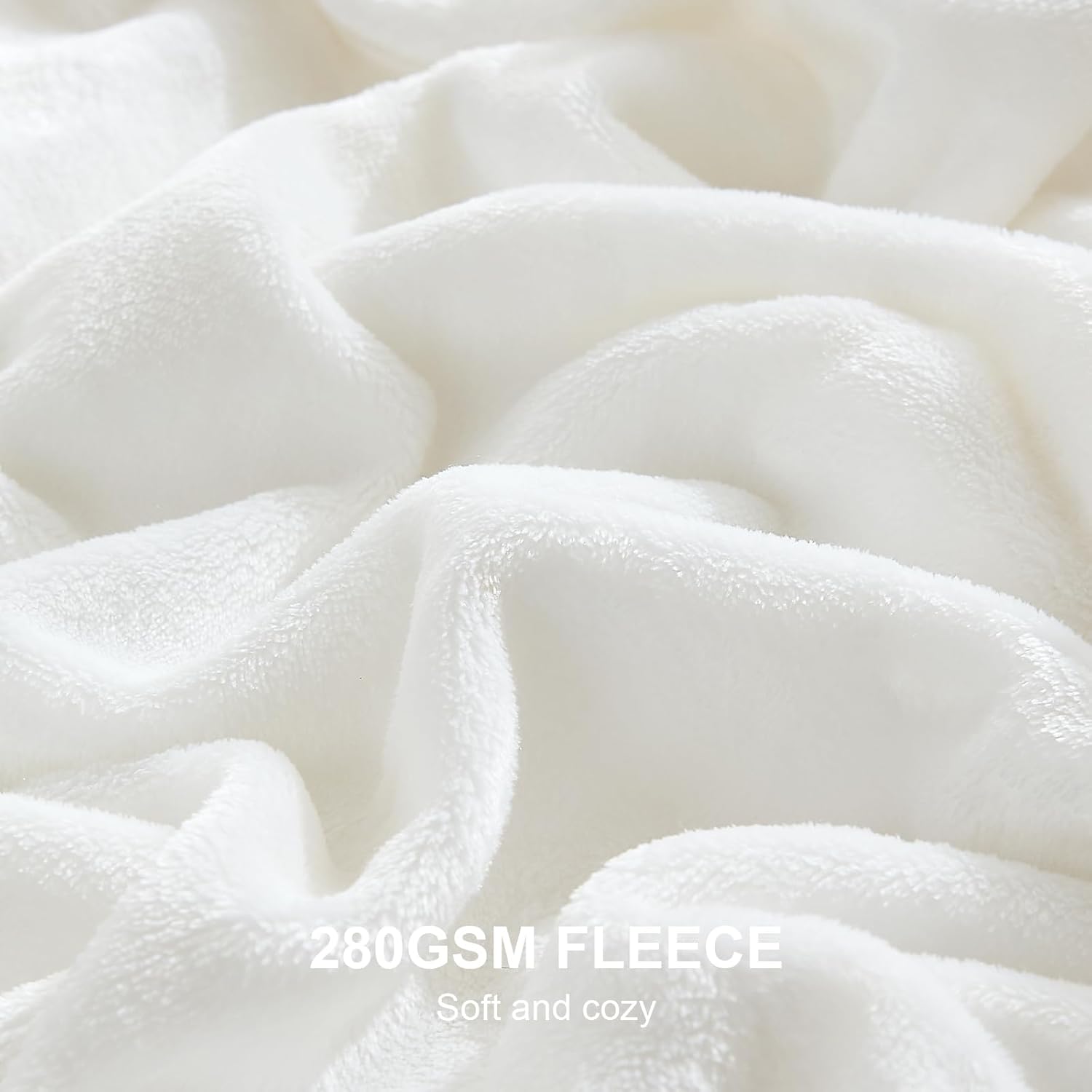 Hansleep Flannel Fleece Throw Blanket Twin Size, Super Soft Fluffy Bed Plush Blanket Throw, Luxury Fuzzy Cozy Couch Blanket for All Seasons, White, Twin 60x80 - Image 4