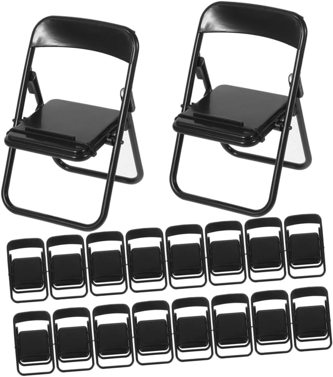 96pcs Miniature Folding Chair Phone Holder Multi-Functional Dollhouse Accessory for Home Decor and Landscaping Realistic Small Chair Model