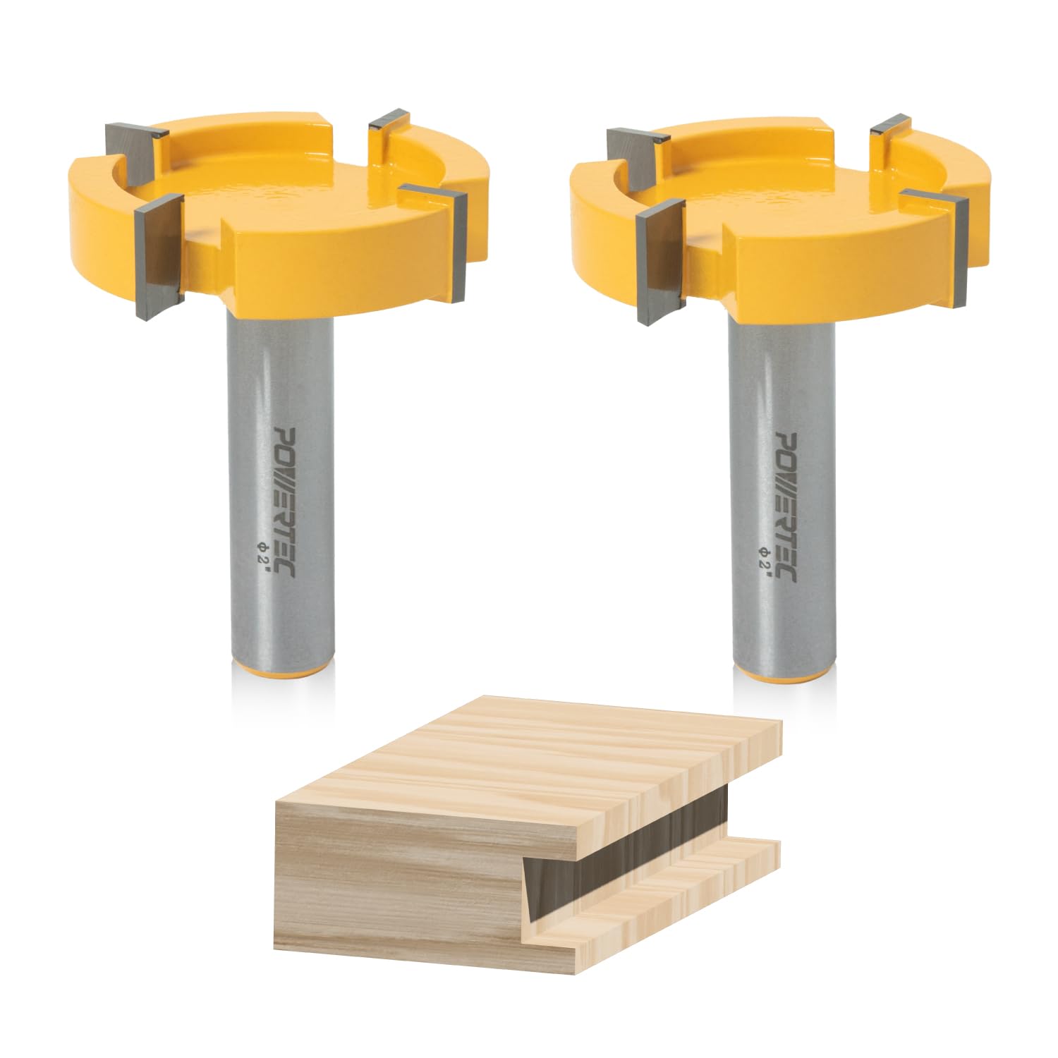 POWERTEC Slab Flattening Router Bit, CNC and Surfacing Router Bit 1/2 Shank, 2" Diameter, 1/2" Cutting Depth, Router Planer Bit - Perfect for