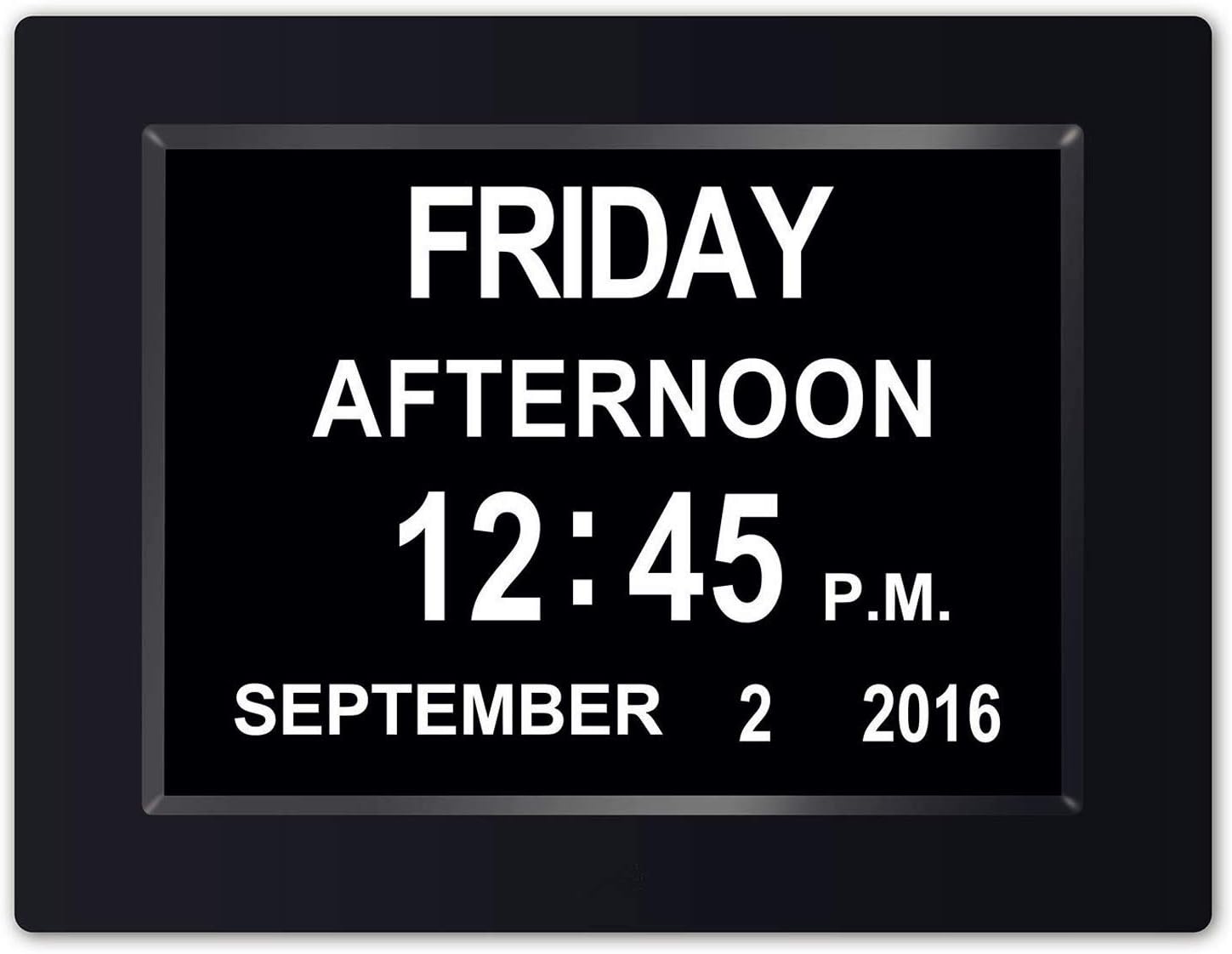 Digital Alarm Clocks, Heqiao Alzheimers Dementia Wall Clock Memory Loss Day Clock Electronic Calandar Clocks for Dementia Sufferers Large Digital Clock with Date Wall Clock for Elderly (8inch, Black)