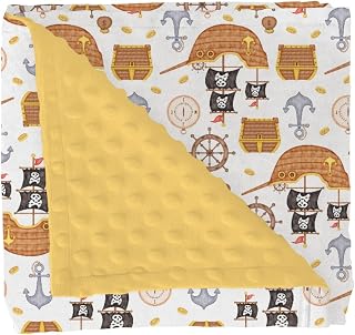 Cute Pirate Treasure Map Baby Blankets for Girl Boy Pirates Ship Rudder Anchor Compass Soft Mink Dotted Backing Double Layer Swaddle Blanket for Toddler Nursery Adventure Bed Blanket Crib 30x40
