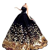 Beauty Clubs Fashion Princess Party Black Sequin Dress Wedding Clothes/Gown For Barbie Doll