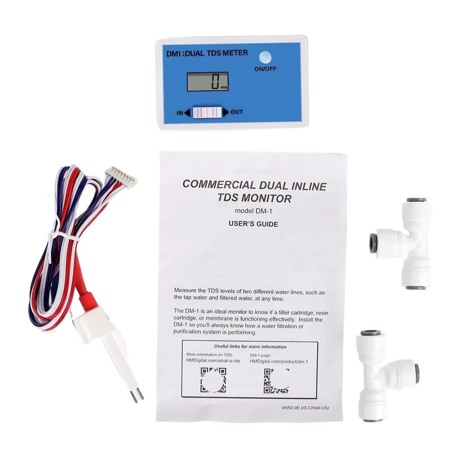 do wody pitnej, akwariów i nie tylko DM1/DM2 TDS/EC Water Quality Tester Dual TDS/EC Meter LCD Display Dual Probe Drinking Water Pool Aquarium PH Meter Tds(TDS Meter)