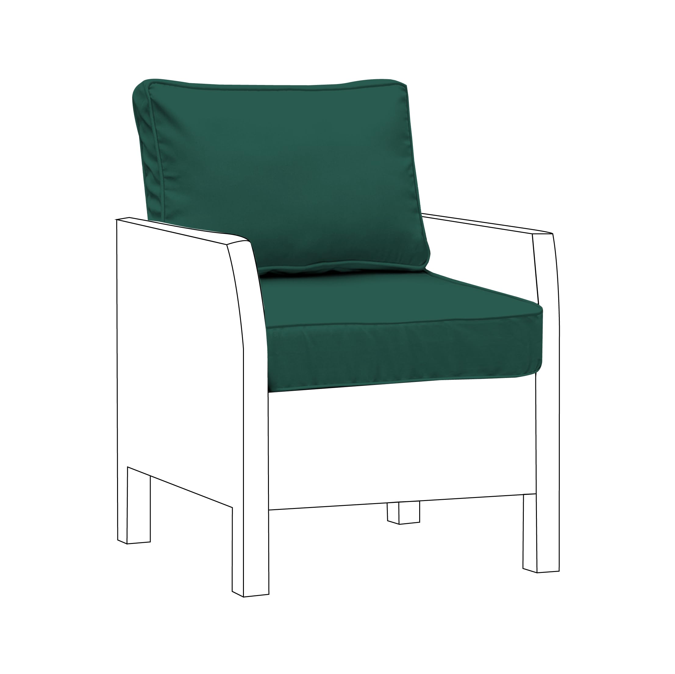 Sapphire Collection Outdoor Garden Rattan seat cushions Water Resistant Pad for Keter Allibert California Furniture Patio Chair Cushion Padding (2 Pc Green Armchair) — image 1