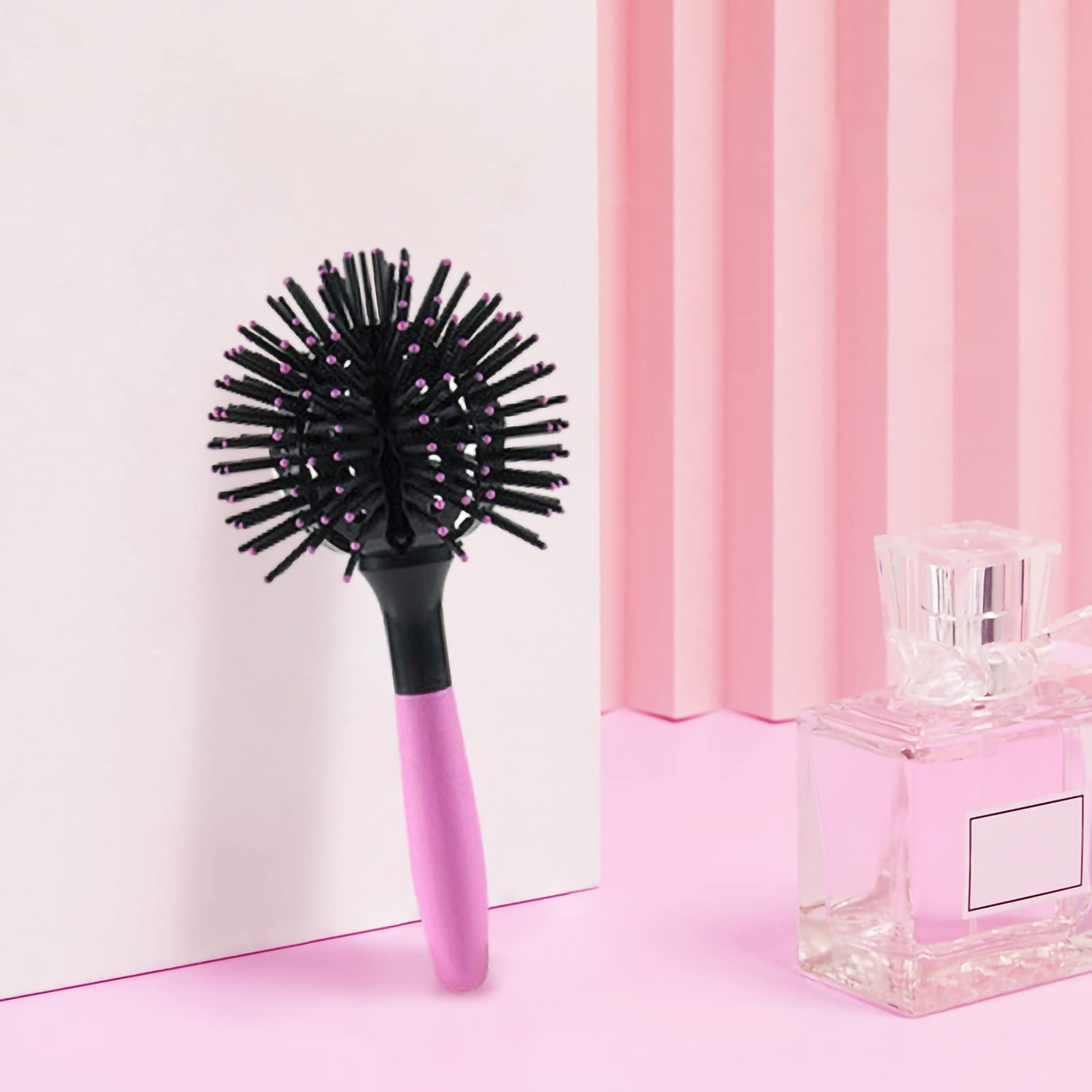 Amazon | 3Dラウンドヘアブラシ、360°痛みのない簡単絡み解消カール