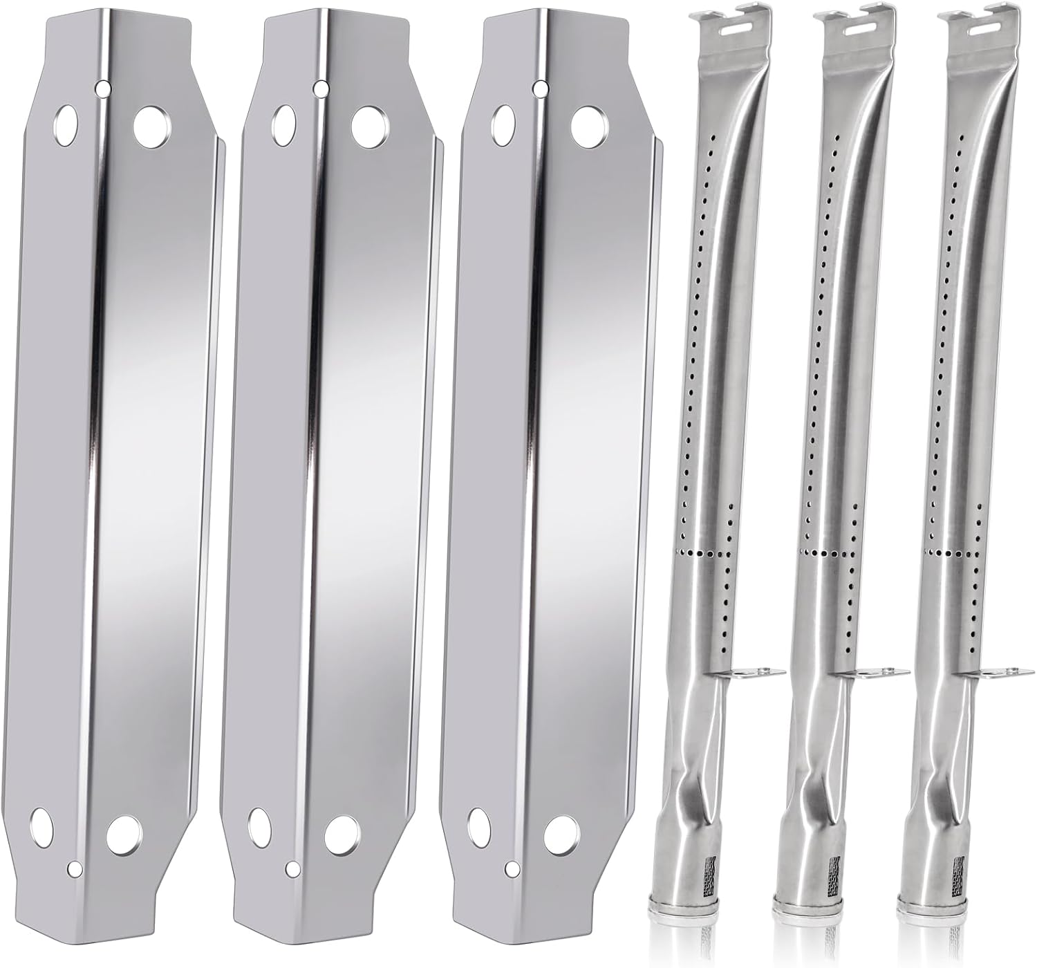 Hiorucet Grill Replacement Parts for Dyna-Glo Grill 3 Burner DGC310CNP-D DGC310RNP-D DGC310BNP-D DGB300CNP, Porcelain Steel Grill Grate, Heat Plate for Dyna-Glo 3-Burner Open Cart Propane Gas Grill