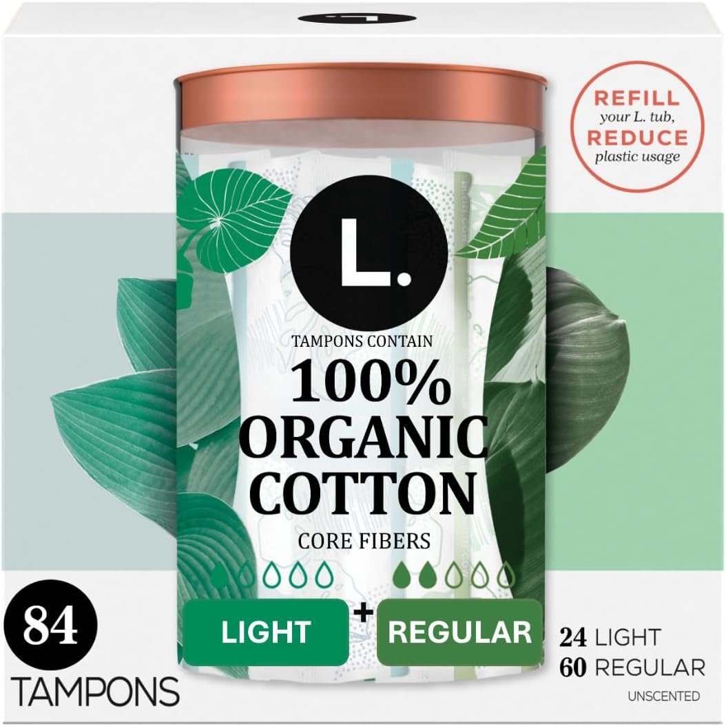 L. Cotton Tampons Light/Regular Absorbency Multipack, Contains an Organic Cotton Core, Made Without Synthetic Pesticides, or Fragrances, 84 Count - Image 1 of 10