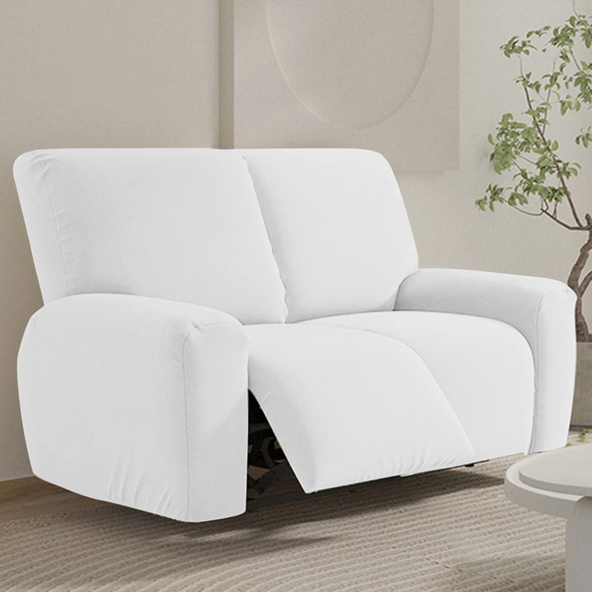 FANSU Copridivano Per Poltrona Relax 2 Posti - Elasticizzato, Peluche Spesso, Antiscivolo Con Cinghie, Grigio