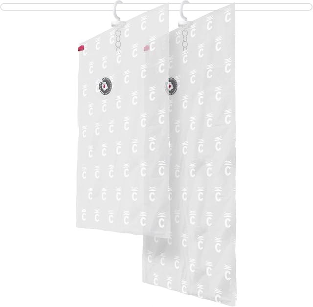 Compactor Set of 2 Space Saving Hanging Vacuum Storage Bags, Short and Long Size, 70 x 105 cm and 70 x 145cm, Espace Plus Series, Transparent, RAN3253