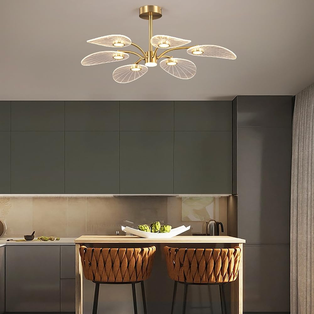 Luminaire suspendu doré pour salle à manger suspension LED cuivre 7 9 lumières